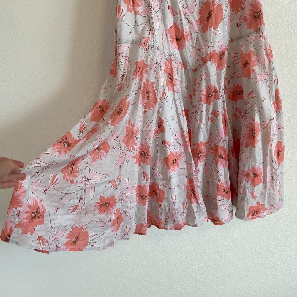 La Vie Rebecca Taylor Womens LOUISE Gray Pink Floral A Line Dress Size XS - Picture 7 of 10